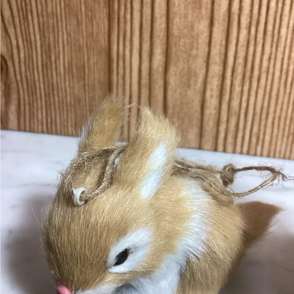Lot of 3 Faux Fur Adorable Rabbit and Fawn Figurines